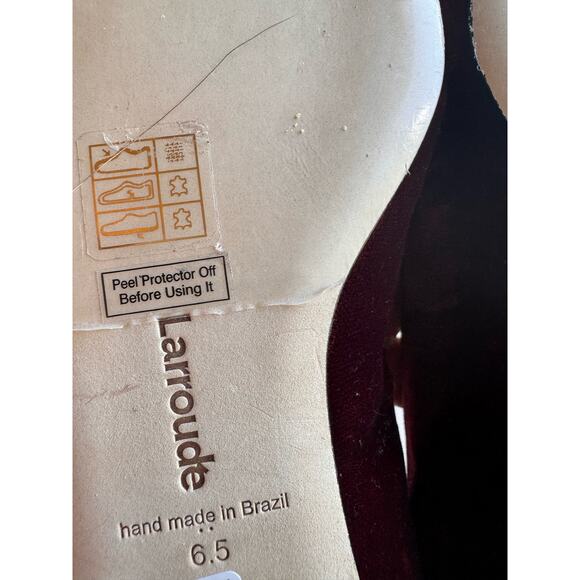 Larroudé Lee Crystal-Embellished red Bow Velvet Ballet Flats size 6.5 - Picture 8 of 11